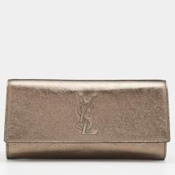 Pre Owned Yves Saint Laurent Metallic Gold Leather Belle De Jour Clutch