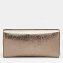 Pre Owned Yves Saint Laurent Metallic Gold Leather Belle De Jour Clutch