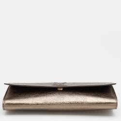 Pre Owned Yves Saint Laurent Metallic Gold Leather Belle De Jour Clutch