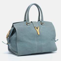 مملوكة مسبقًا حقيبة يد توتس إيف سان لوران كاباس شيك جلد أزرق فاتح  متوسطة