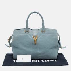 مملوكة مسبقًا حقيبة يد توتس إيف سان لوران كاباس شيك جلد أزرق فاتح  متوسطة