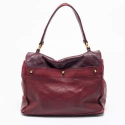Yves Saint Laurent Burgundy Leather Medium Muse Two Satchel