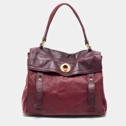 Yves Saint Laurent Burgundy Leather Medium Muse Two Satchel
