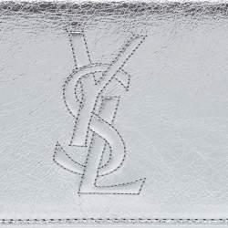 Pre Owned Yves Saint Laurent Metalic Silver Leather Belle De Jour Continental Wallet