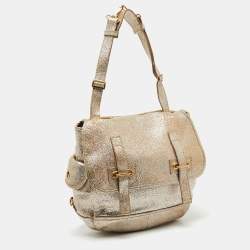 Pre Owned Yves Saint Laurent Metallic Gold Leather Besace Shoulder Bag