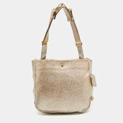 Pre Owned Yves Saint Laurent Metallic Gold Leather Besace Shoulder Bag