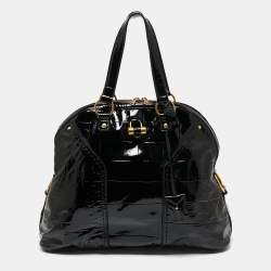 Pre Owned Yves Saint Laurent Black Patent Leather Medium Muse Satchel
