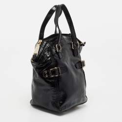 Pre Owned Yves Saint Laurent Black Leather Mini Downtown Tote