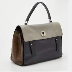 Pre Owned Yves Saint Laurent Tri Color Leather Large Muse Two Top Handle Bag