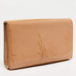 Pre Owned Yves Saint Laurent Beige Patent Leather Belle De Jour Flap Clutch