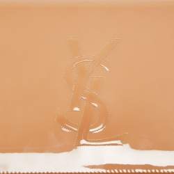 Pre Owned Yves Saint Laurent Beige Patent Leather Belle De Jour Flap Clutch