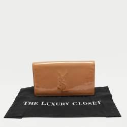 Pre Owned Yves Saint Laurent Beige Patent Leather Belle De Jour Flap Clutch