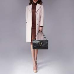 Pre Owned Yves Saint Laurent Black Leather Flap Top Handle Bag