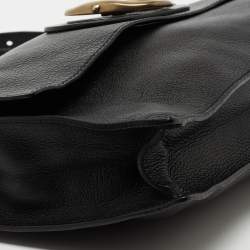 Pre Owned Yves Saint Laurent Black Leather Flap Top Handle Bag