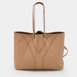Pre Owned Yves Saint Laurent Brown/Beige Leather Neo Reversible Tote
