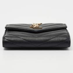 Pre Owned محفظة سان لوران باريس مونوغرام جلد أسود ماتيلاس مضغوطة