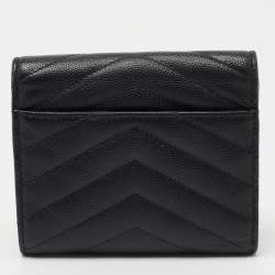 Pre Owned محفظة سان لوران باريس مونوغرام جلد أسود ماتيلاس مضغوطة