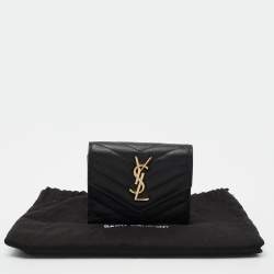 Pre Owned محفظة سان لوران باريس مونوغرام جلد أسود ماتيلاس مضغوطة