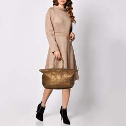 Yves Saint Laurent Metallic Gold Textured Leather Easy Y Satchel