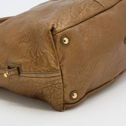 Yves Saint Laurent Metallic Gold Textured Leather Easy Y Satchel
