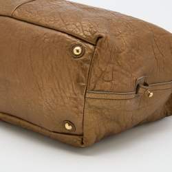 Yves Saint Laurent Metallic Gold Textured Leather Easy Y Satchel