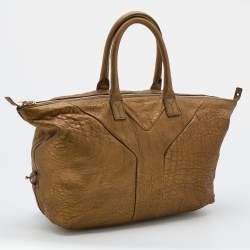 Yves Saint Laurent Metallic Gold Textured Leather Easy Y Satchel