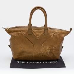 Yves Saint Laurent Metallic Gold Textured Leather Easy Y Satchel