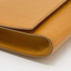 Pre Owned Yves Saint Laurent Mustard Leather Belle De Jour Flap Clutch