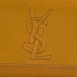Pre Owned Yves Saint Laurent Mustard Leather Belle De Jour Flap Clutch