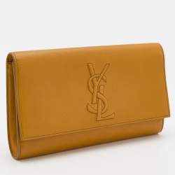 Pre Owned Yves Saint Laurent Mustard Leather Belle De Jour Flap Clutch