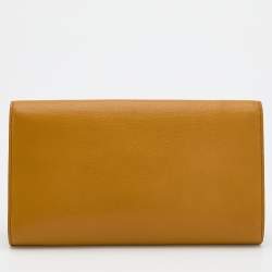 Pre Owned Yves Saint Laurent Mustard Leather Belle De Jour Flap Clutch
