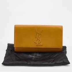 Pre Owned Yves Saint Laurent Mustard Leather Belle De Jour Flap Clutch