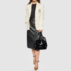 Pre Owned Yves Saint Laurent Croc Effec Patent Leather Drawstring Hobo