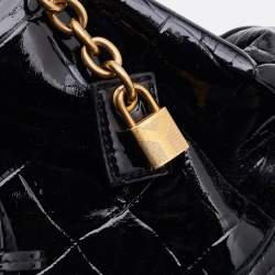 Pre Owned Yves Saint Laurent Croc Effec Patent Leather Drawstring Hobo