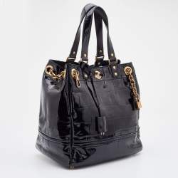 Pre Owned Yves Saint Laurent Croc Effec Patent Leather Drawstring Hobo