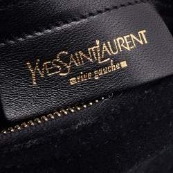 Pre Owned Yves Saint Laurent Croc Effec Patent Leather Drawstring Hobo