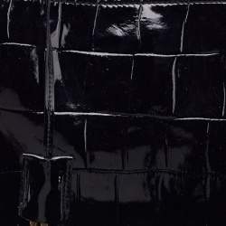 Pre Owned Yves Saint Laurent Croc Effec Patent Leather Drawstring Hobo