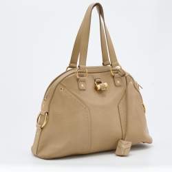 Pre Owned Yves Saint Laurent Beige Leather Medium Muse Satchel