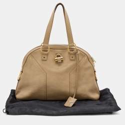 Pre Owned Yves Saint Laurent Beige Leather Medium Muse Satchel