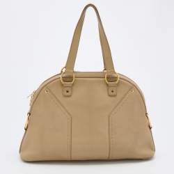 Pre Owned Yves Saint Laurent Beige Leather Medium Muse Satchel
