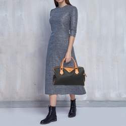 Pre Owned Yves Saint Laurent Black/Brown Leather Logo Satchel