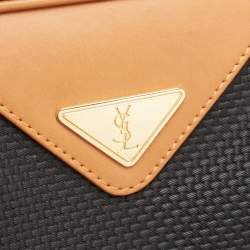 Pre Owned Yves Saint Laurent Black/Brown Leather Logo Satchel