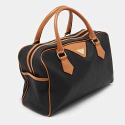 Pre Owned Yves Saint Laurent Black/Brown Leather Logo Satchel