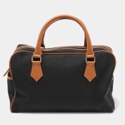 Pre Owned Yves Saint Laurent Black/Brown Leather Logo Satchel