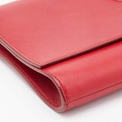 Pre Owned Yves Saint Laurent Red Leather Belle De Jour Flap Clutch