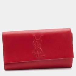 Pre Owned Yves Saint Laurent Red Leather Belle De Jour Flap Clutch