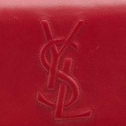 Pre Owned Yves Saint Laurent Red Leather Belle De Jour Flap Clutch