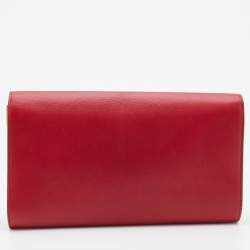 Pre Owned Yves Saint Laurent Red Leather Belle De Jour Flap Clutch