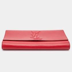 Pre Owned Yves Saint Laurent Red Leather Belle De Jour Flap Clutch