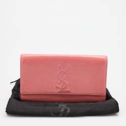 Pre Owned Yves Laurent Pink Patent Leather Belle De Jour Flap Clutch